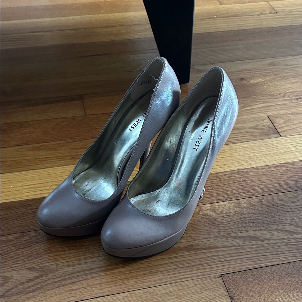 Nine West Taupe Platform Heels